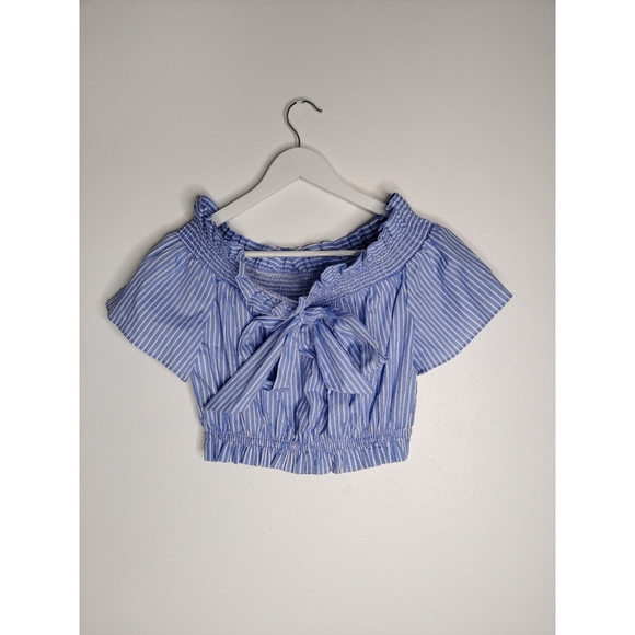 Zara Striped Crop Top With Back Tie - Picture 2 of 3